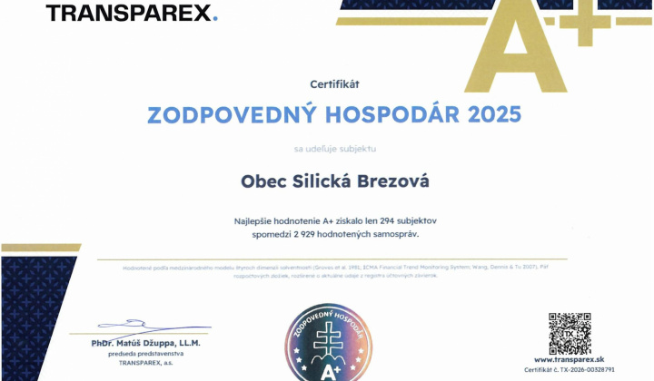 Fotka - Obec Silická Brezová - Zodpovedný hospodár 2025