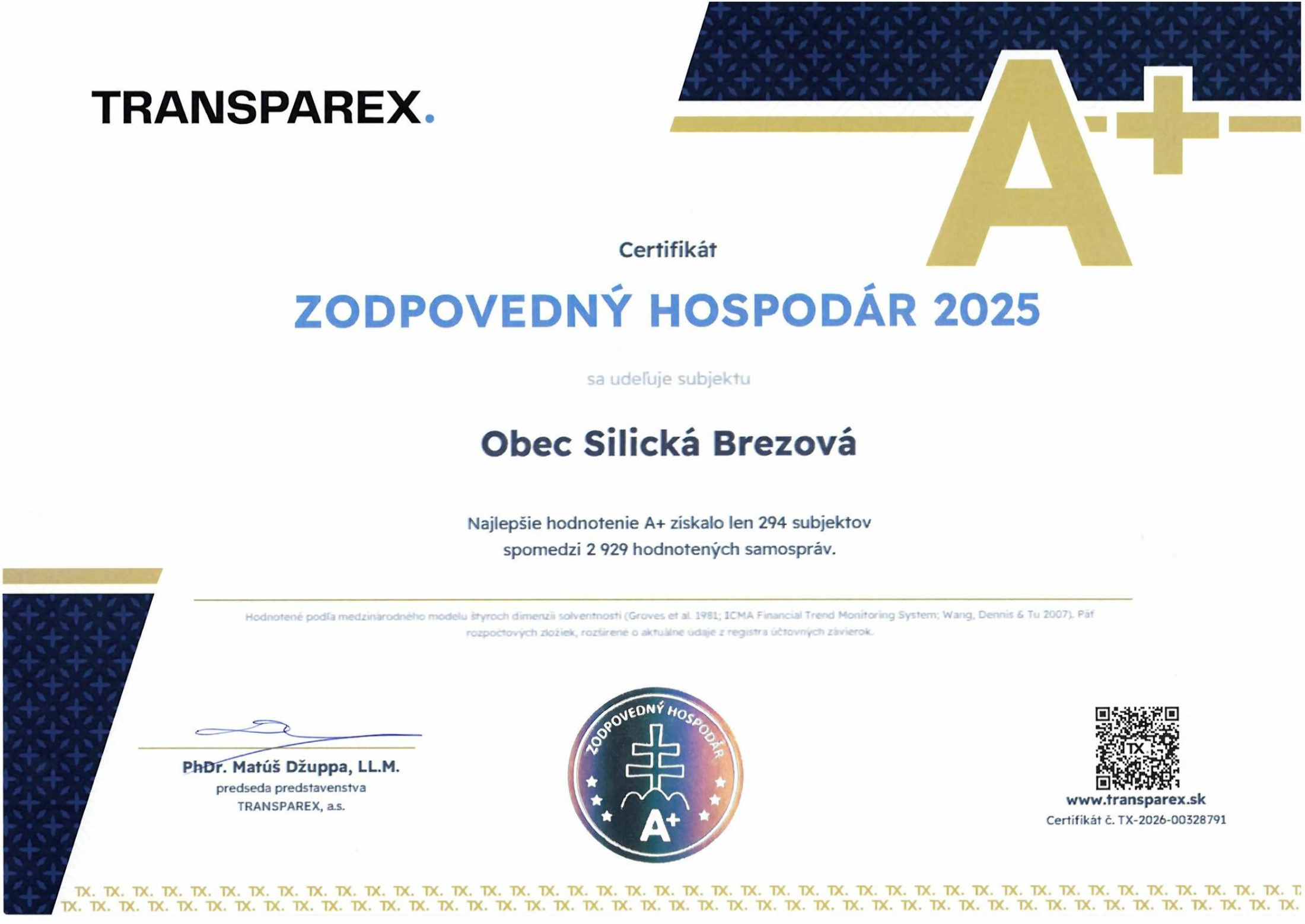 Fotka - Obec Silická Brezová - Zodpovedný hospodár 2025